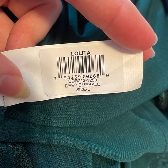 Dress The Population Lolita Mini Dress Sequin Deep Emerald L - Picture 11 of 13